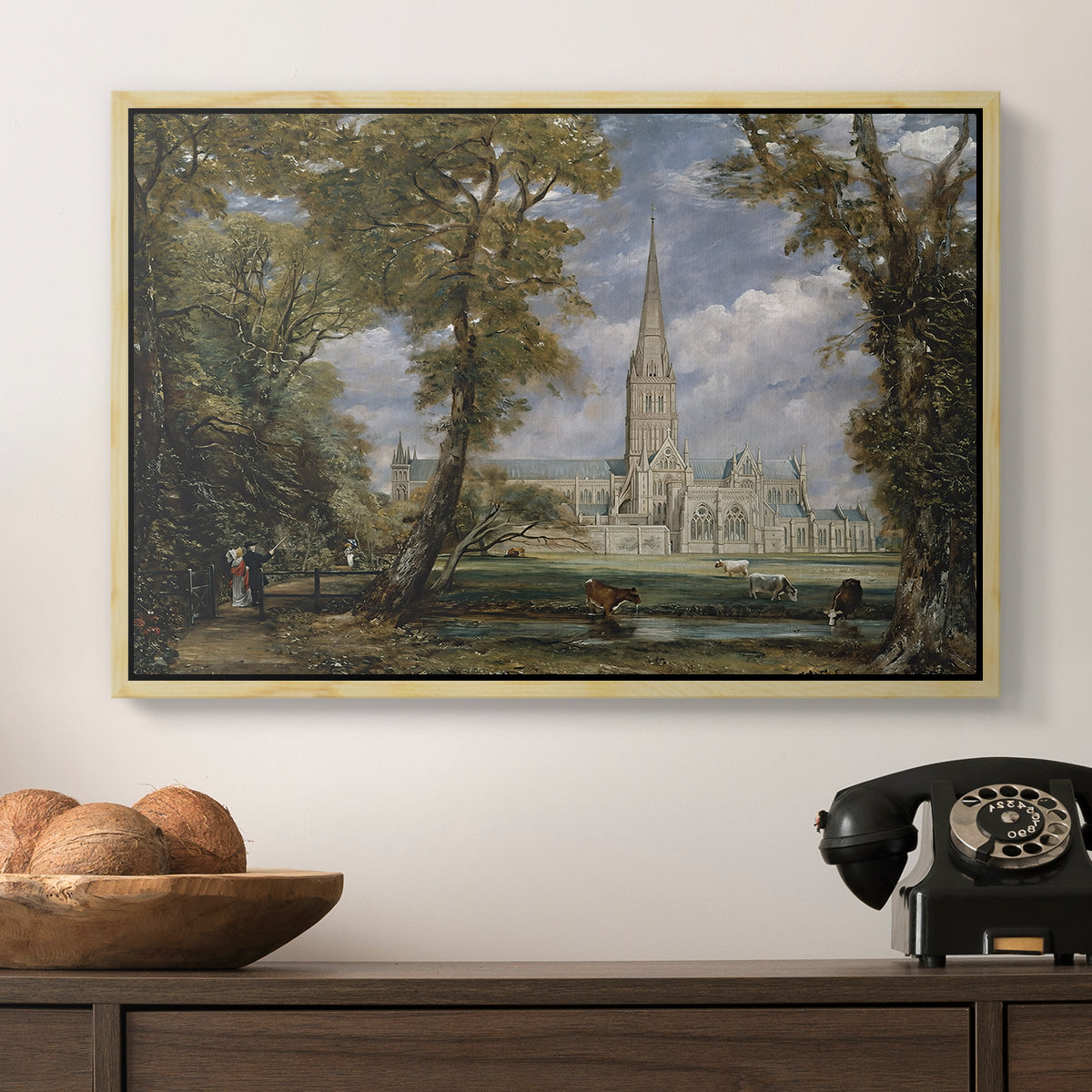 Salisbury Cathedral from the Bishop's Grounds, c. 1825 - Floater Framed Canvas Print