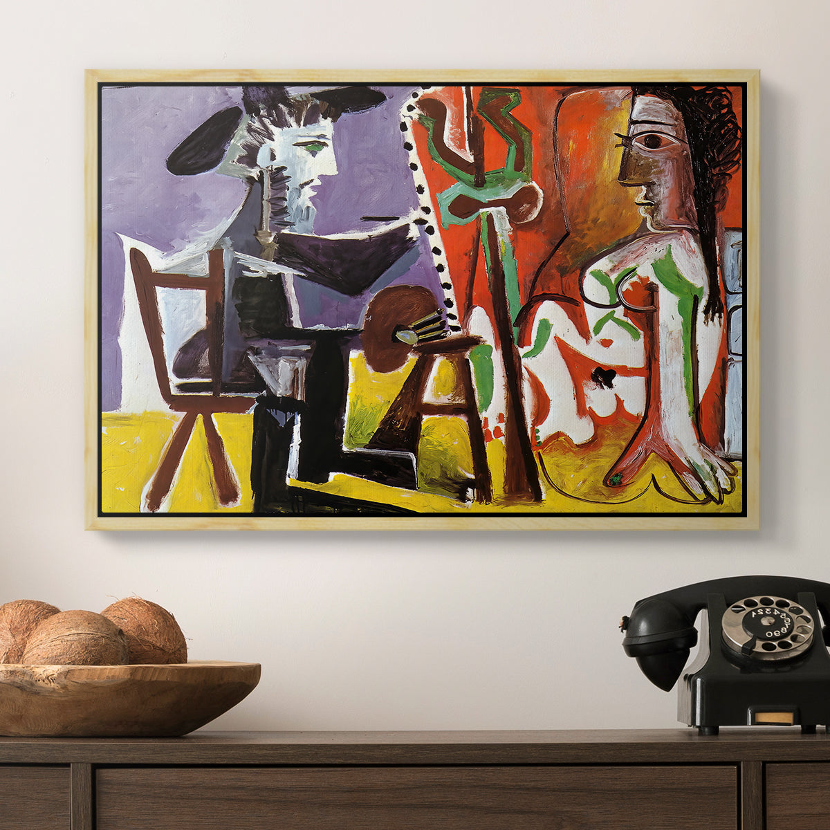 The Painter and His Model, 1963 - Floater Framed Canvas Print