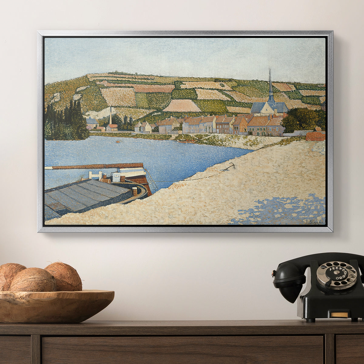 The Riverbank, Les Andelys, 1886 - Floater Framed Canvas Print
