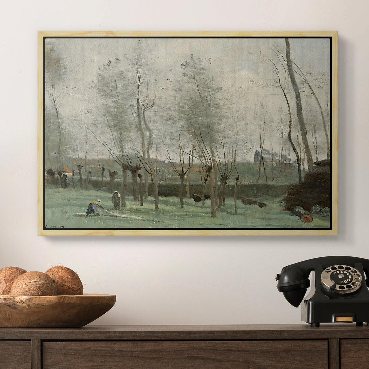 Washerwomen in a Willow Grove, c. 1871 - Floater Framed Canvas Print