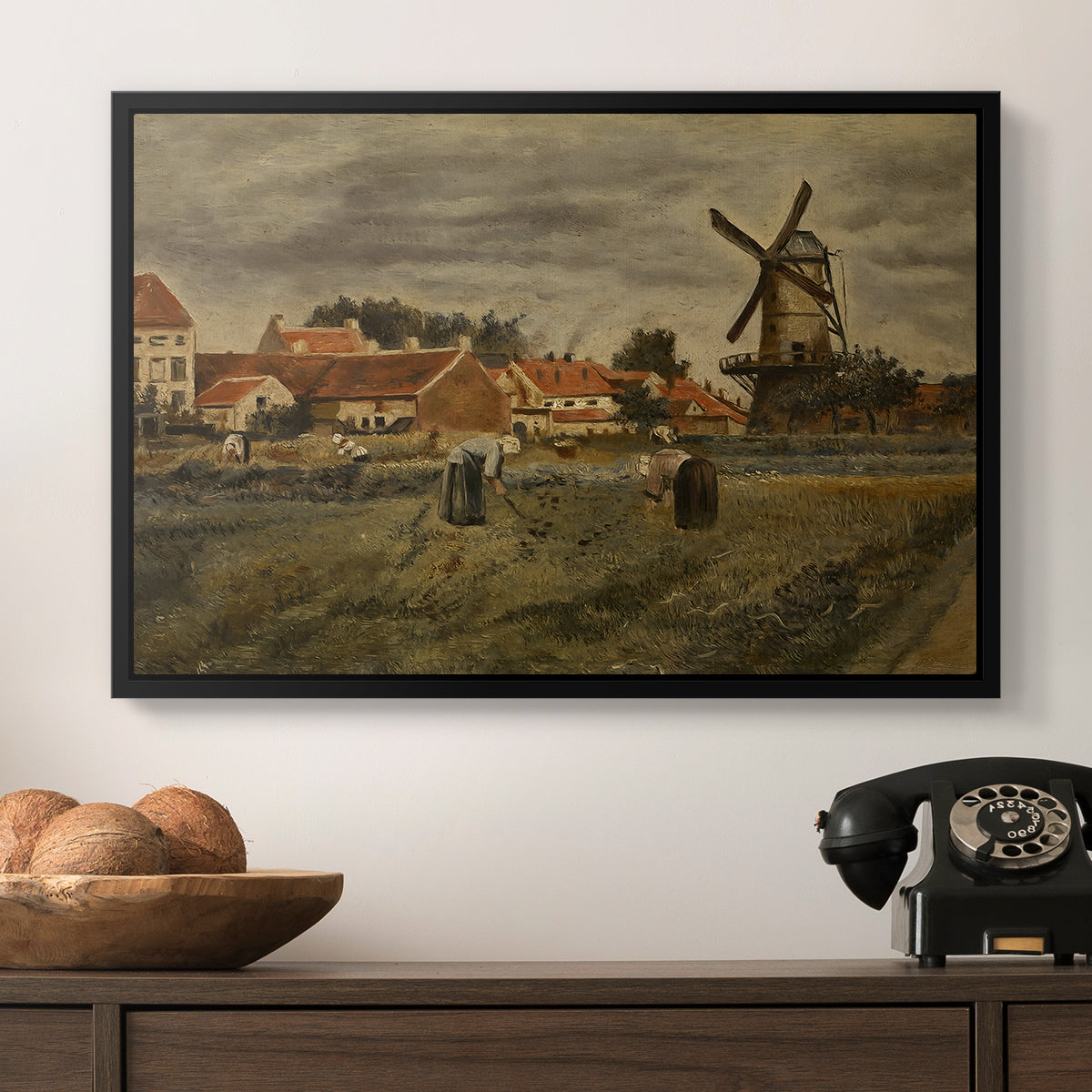 The Potato Harvest, c. 1875 - Floater Framed Canvas Print