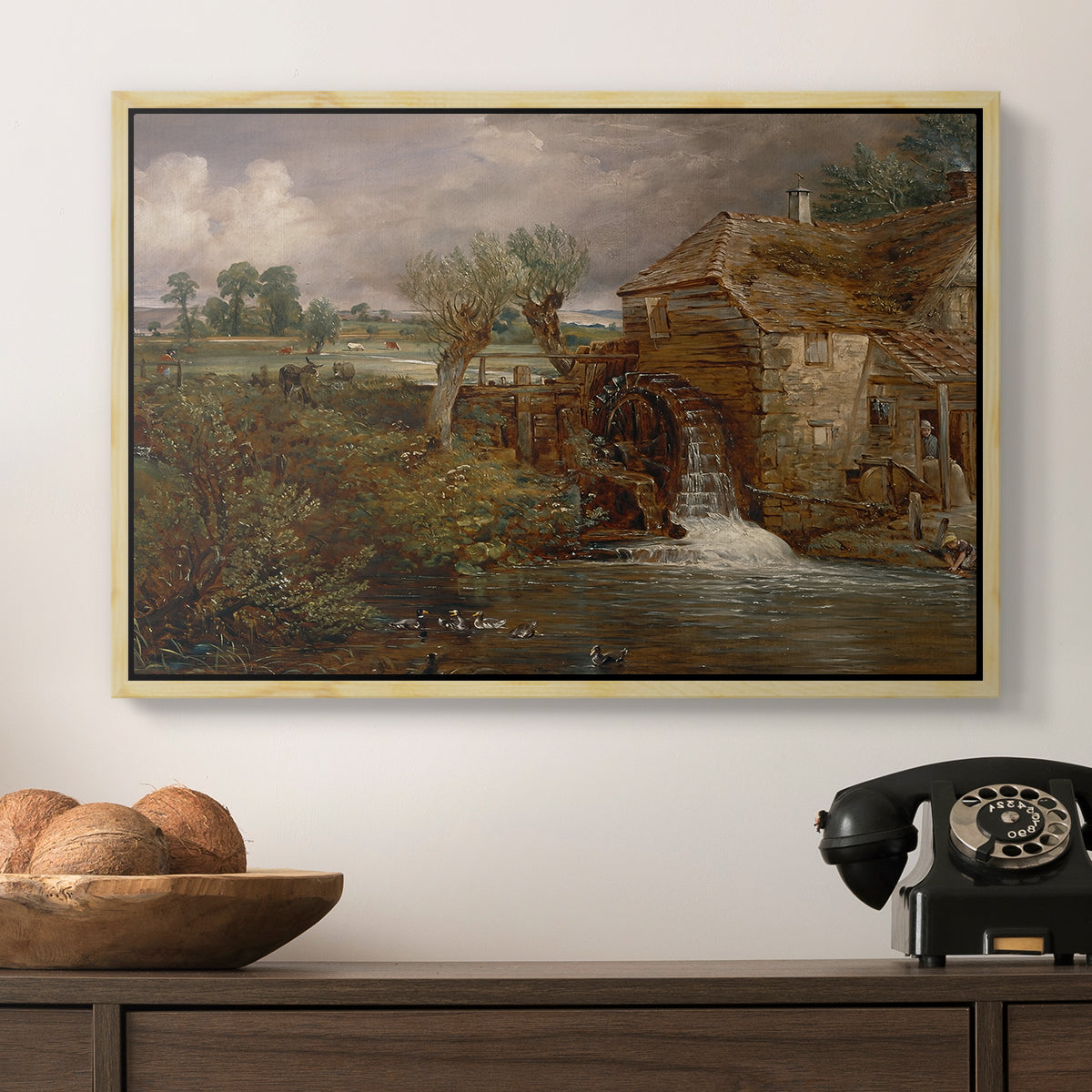 Parham Mill, Gillingham, 1826 - Floater Framed Canvas Print