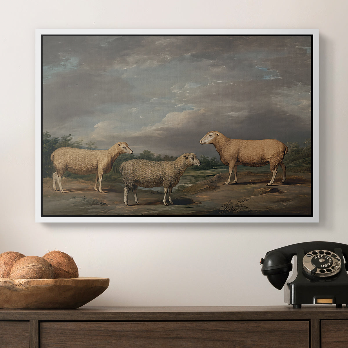 Ryelands Sheep, the King's Ram, the King's Ewe and Lord Somerville's Wether, c. 1801-1807 - Floater Framed Canvas Print
