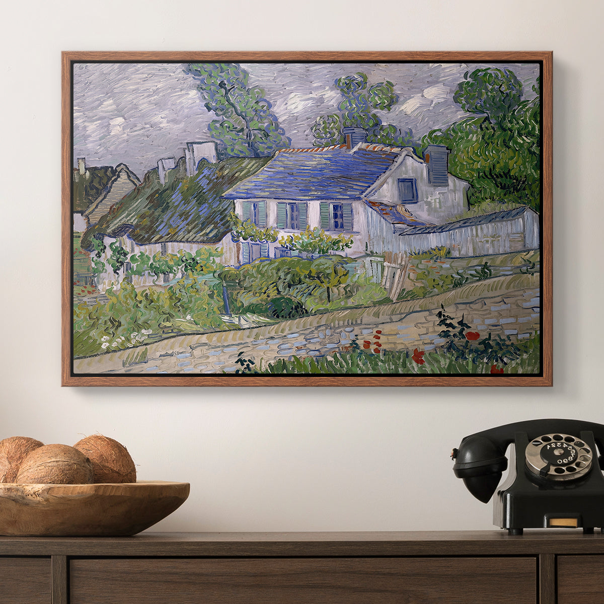 Houses in Auvers, 1890 - Floater Framed Canvas Print