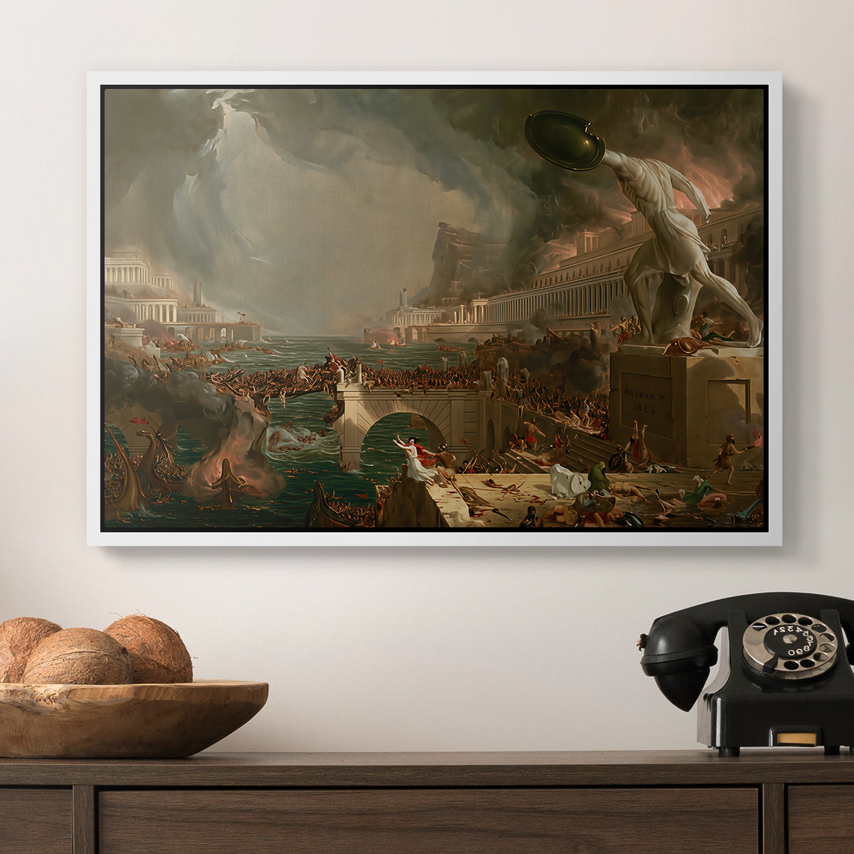 The Course of Empire: Destruction, 1836 - Floater Framed Canvas Print