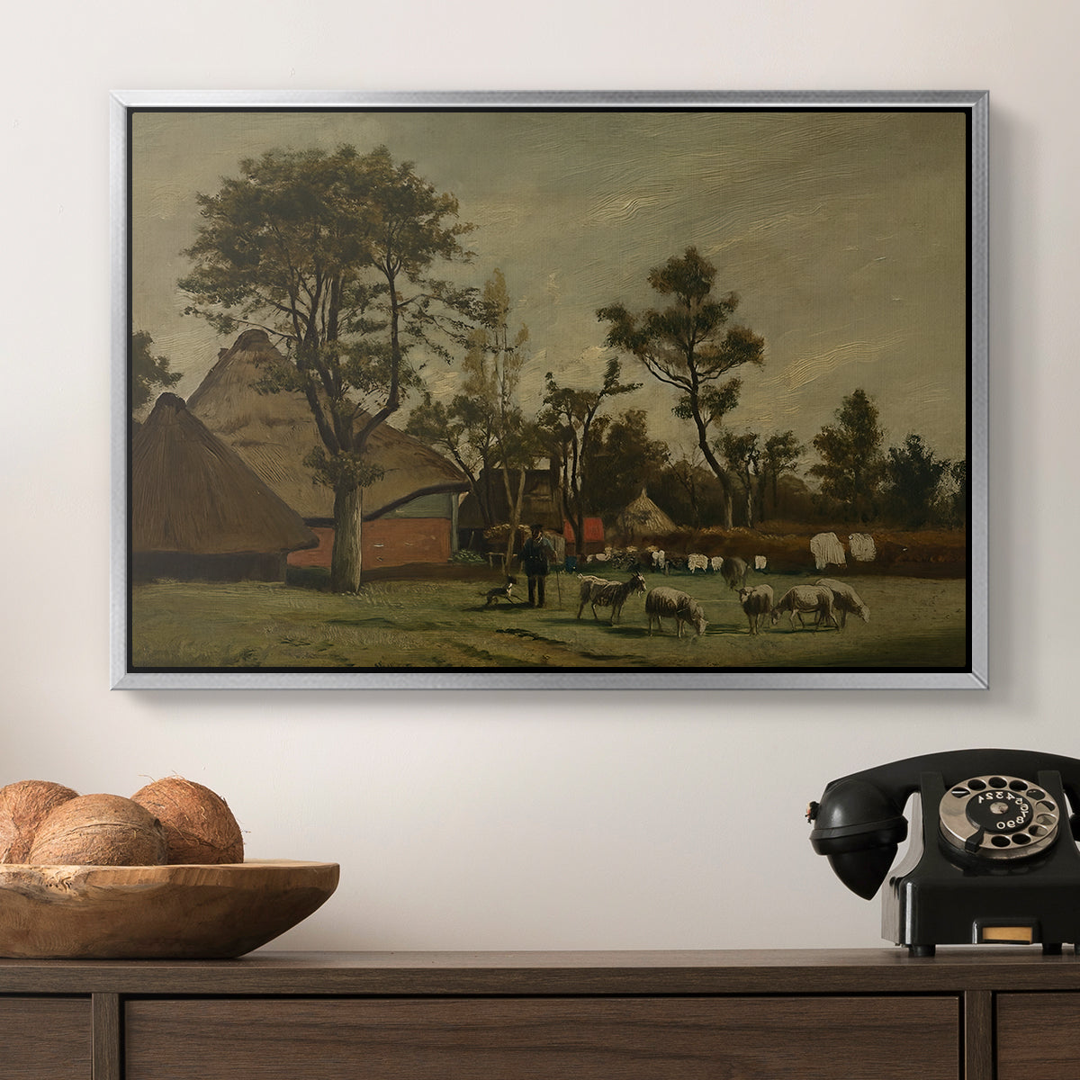 Farmhouse, c. 1865-1875 - Floater Framed Canvas Print