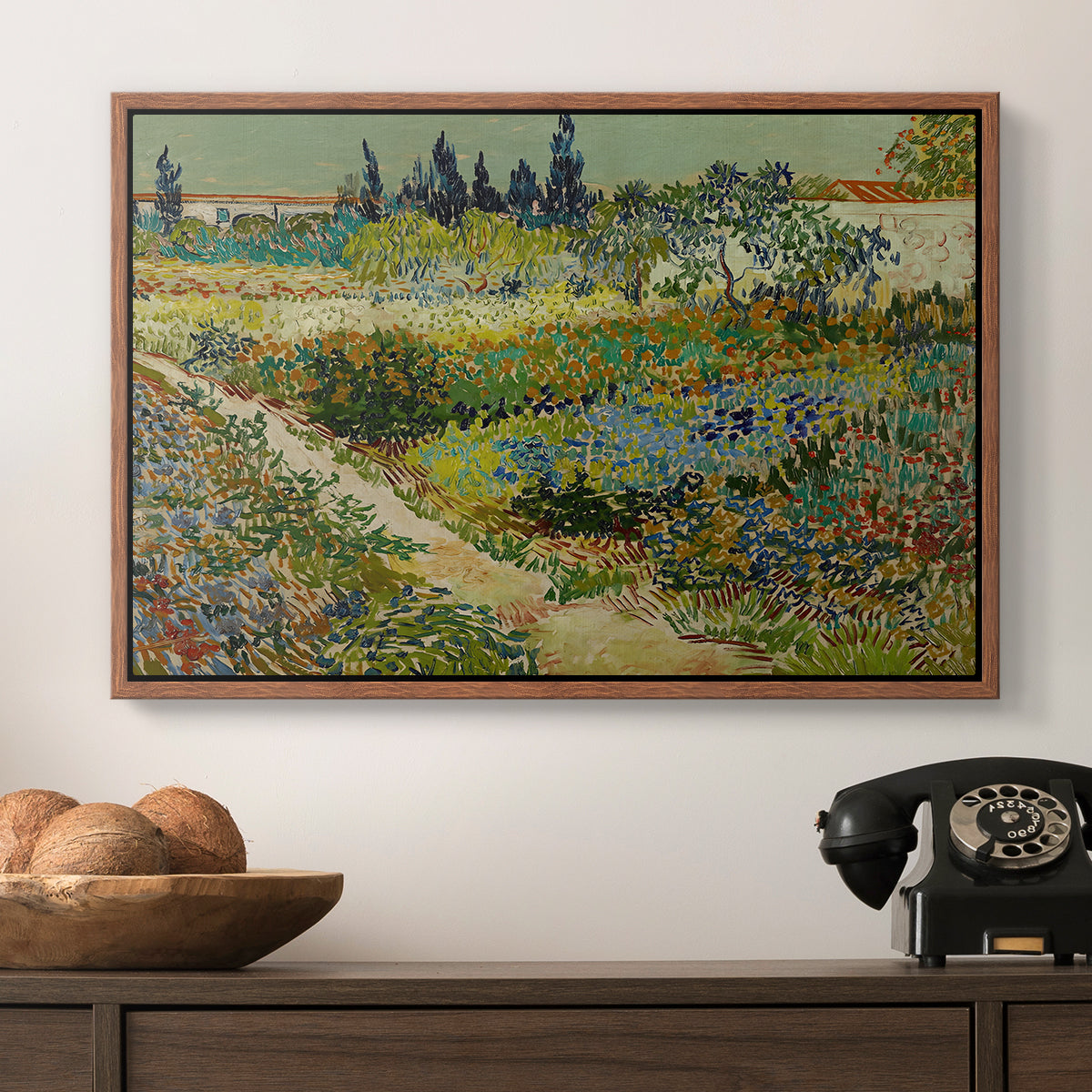 Garden at Arles, 1888 - Floater Framed Canvas Print