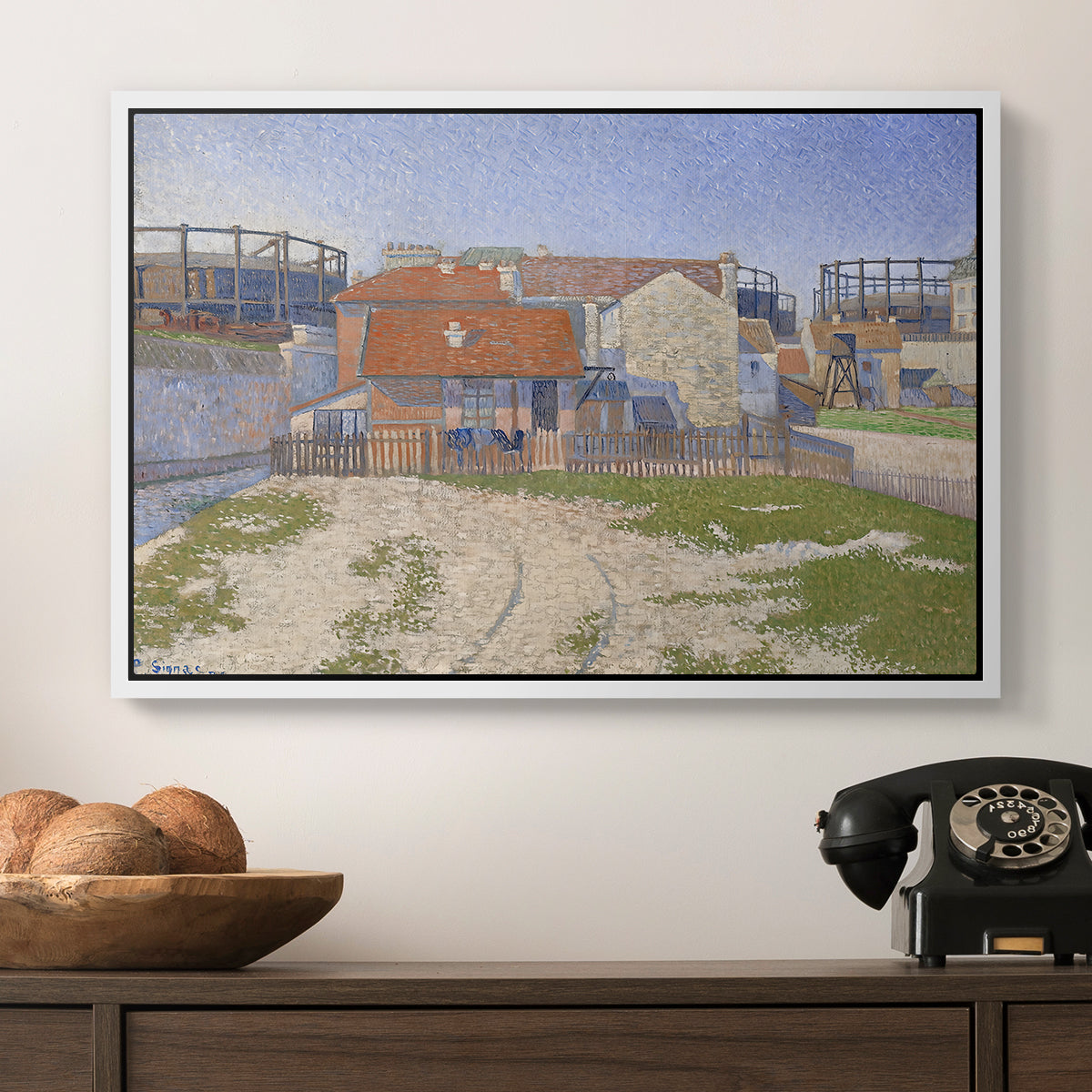 Gasometers at Clichy, 1886 - Floater Framed Canvas Print