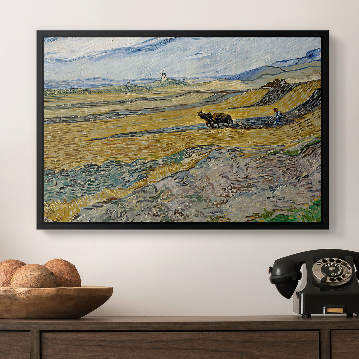 Enclosed Field with Ploughman, 1889 - Floater Framed Canvas Print