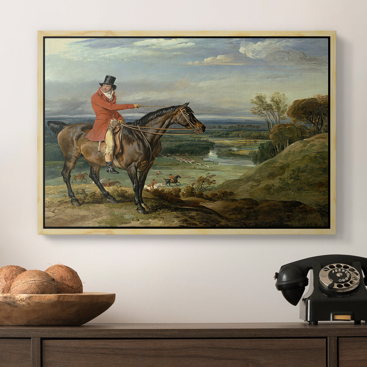 John Levett Hunting at Wychnor, Staffordshire, 1818 - Floater Framed Canvas Print