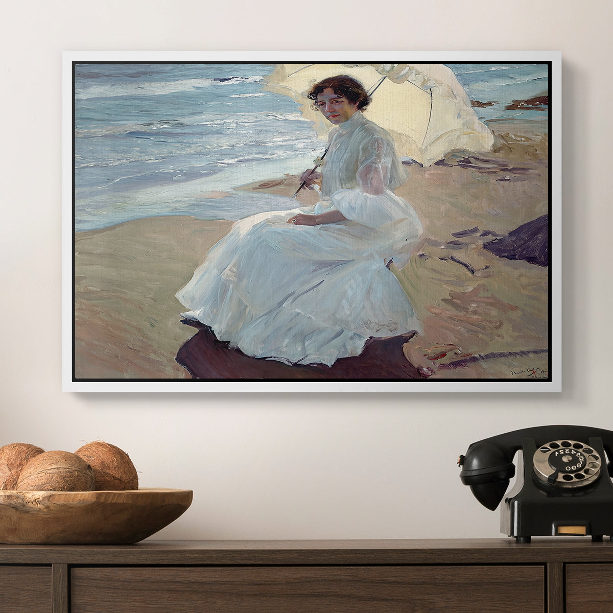 Clotilde on the Beach, 1904 - Floater Framed Canvas Print