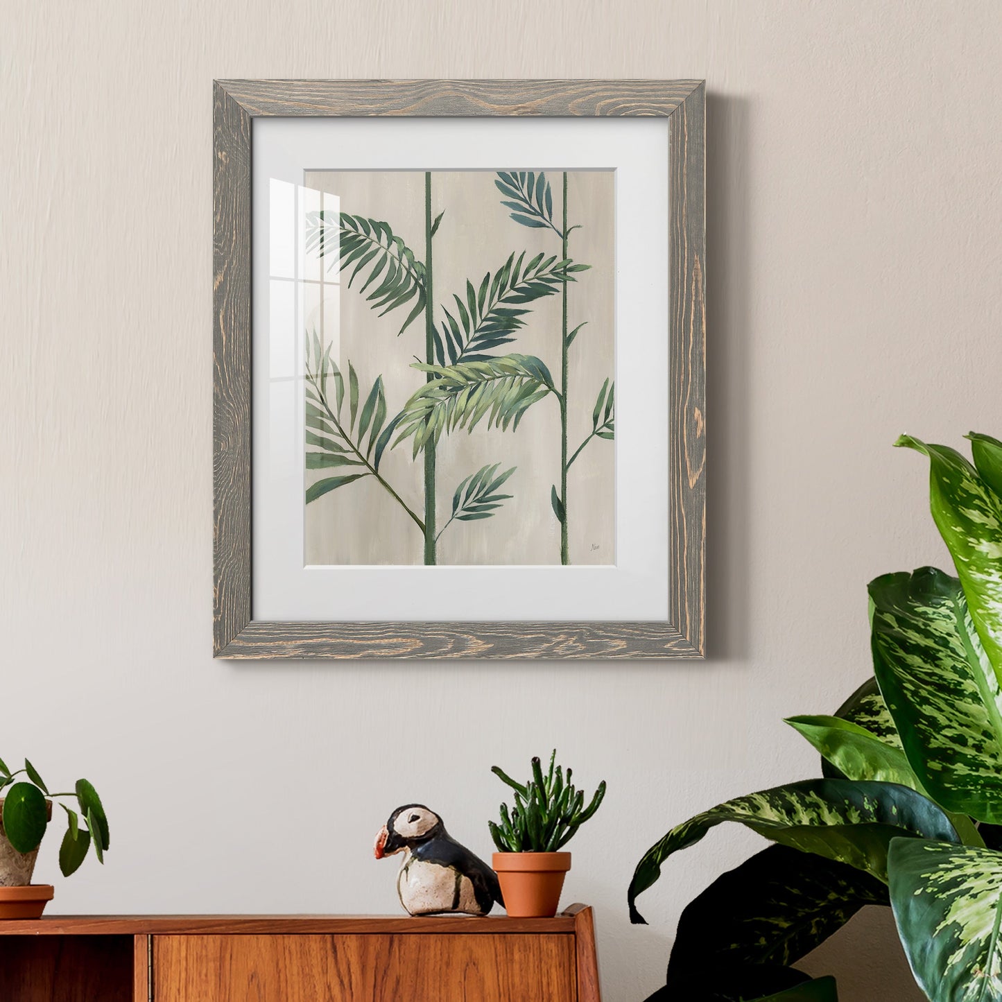 Modern Fronds II - Premium Framed Print - Distressed Barnwood Frame - Ready to Hang