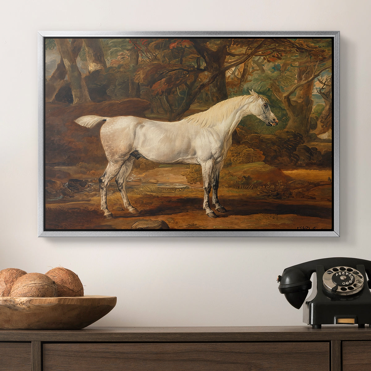 Grey Arabian Stallion, Property of Sir Watkin Williams-Wynn, c. 1817 - Floater Framed Canvas Print