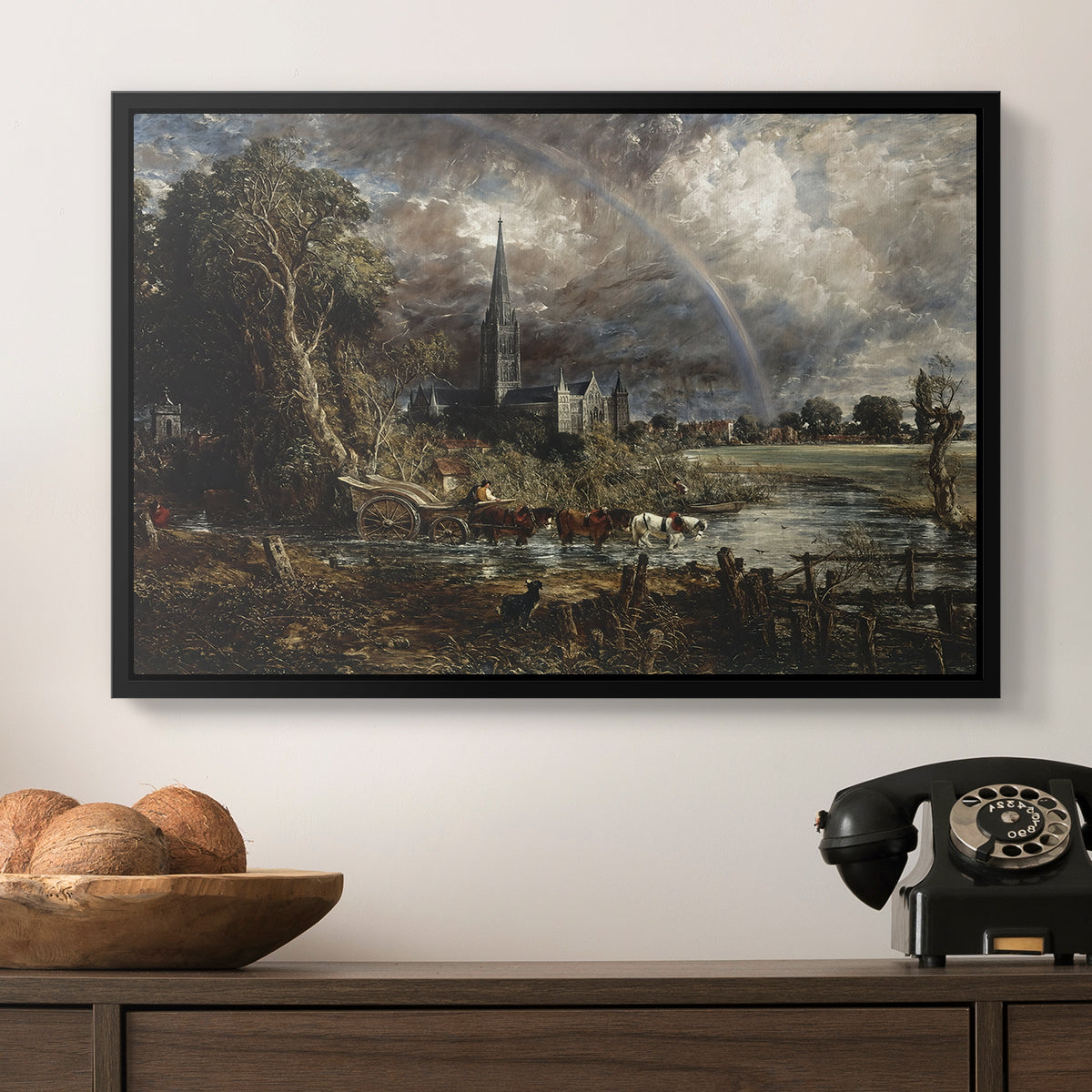 Salisbury Cathedral from the Meadows (Detail), 1831 - Floater Framed Canvas Print