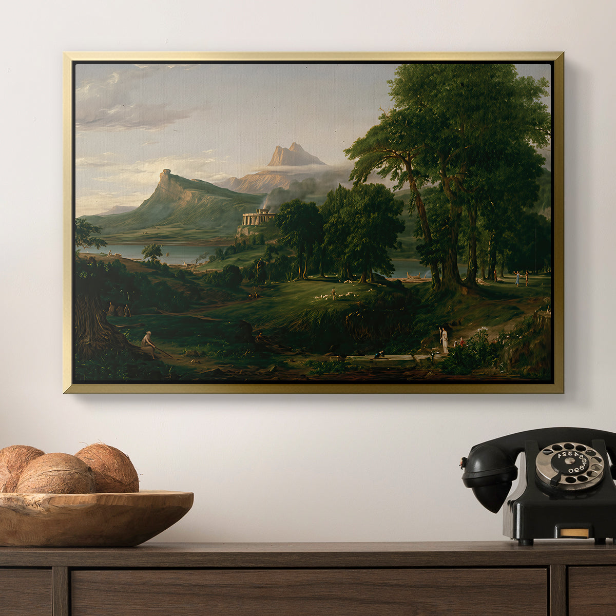 The Course of Empire: The Arcadian or Pastoral State, 1834 - Floater Framed Canvas Print