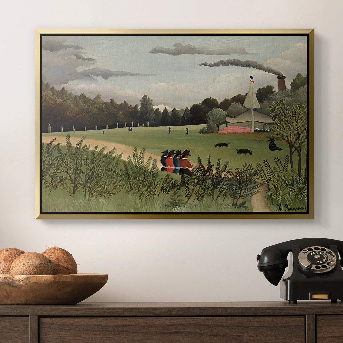 The Chair Factory at Alfortville, 1897 - Floater Framed Canvas Print