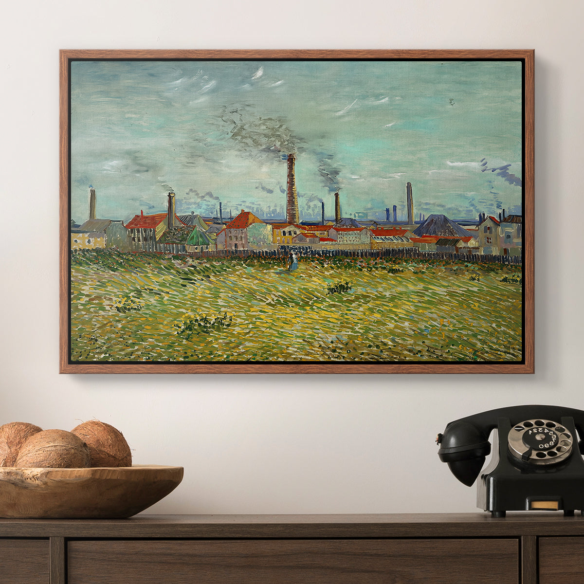 Factories at Clichy, 1887 - Floater Framed Canvas Print