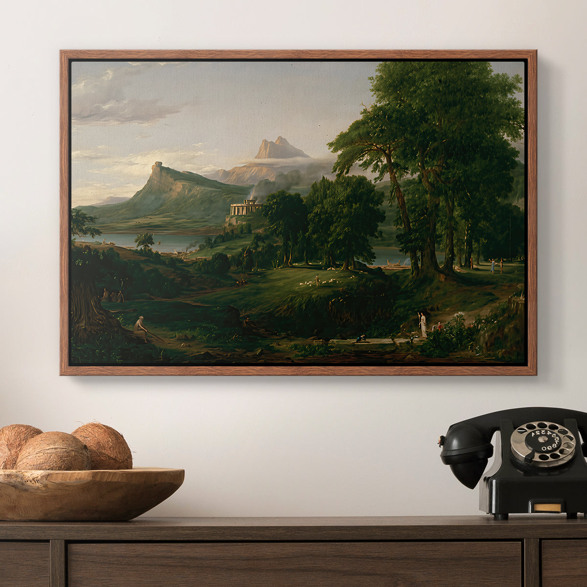 The Course of Empire: The Arcadian or Pastoral State, 1834 - Floater Framed Canvas Print
