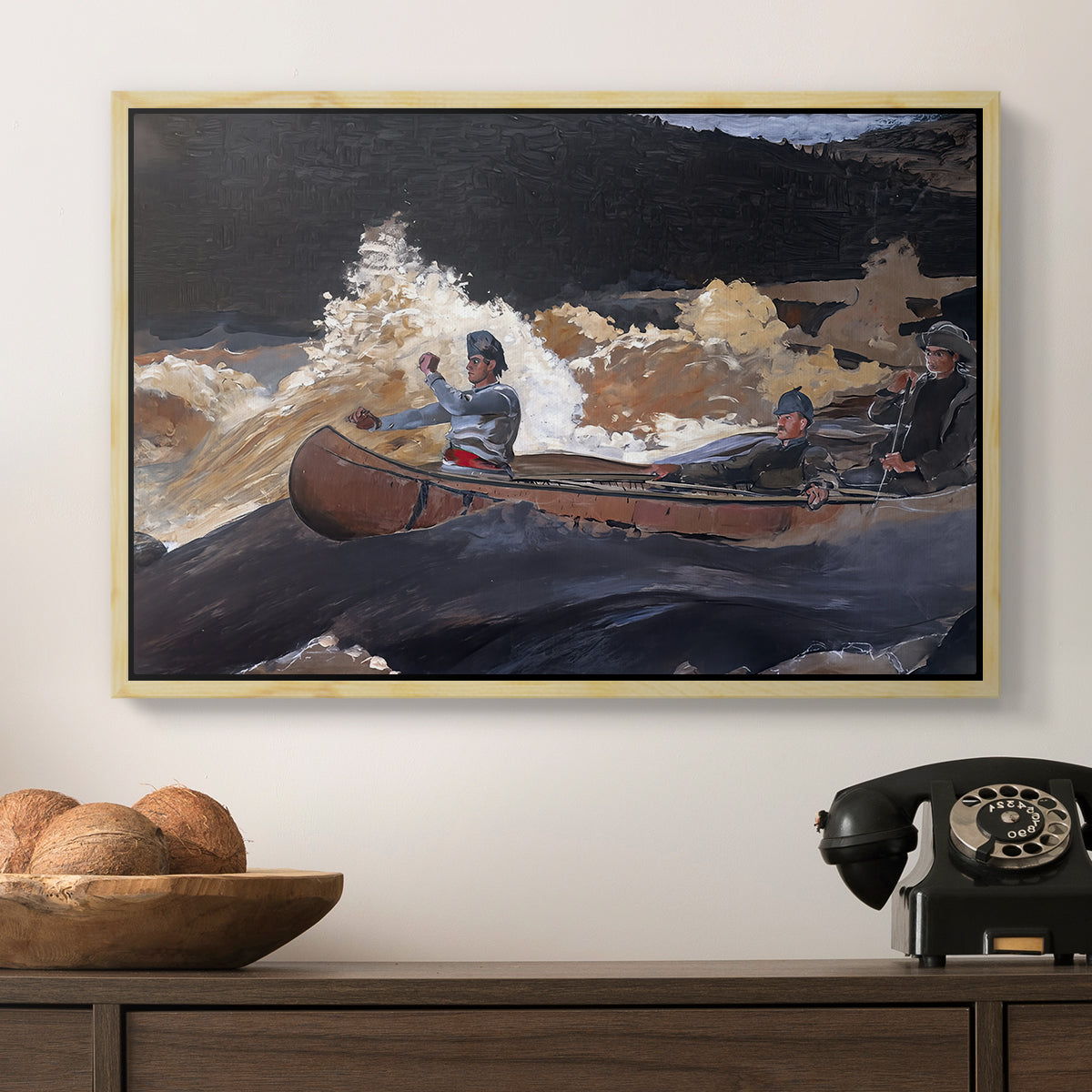 Shooting the Rapids, Saguenay River, 1905-1910 - Floater Framed Canvas Print
