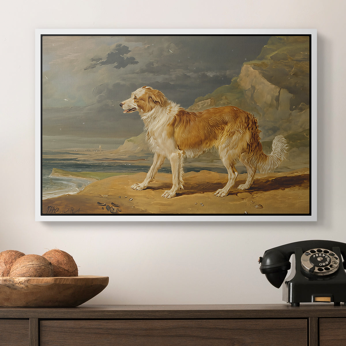 Rough-Coated Collie, 1809 - Floater Framed Canvas Print