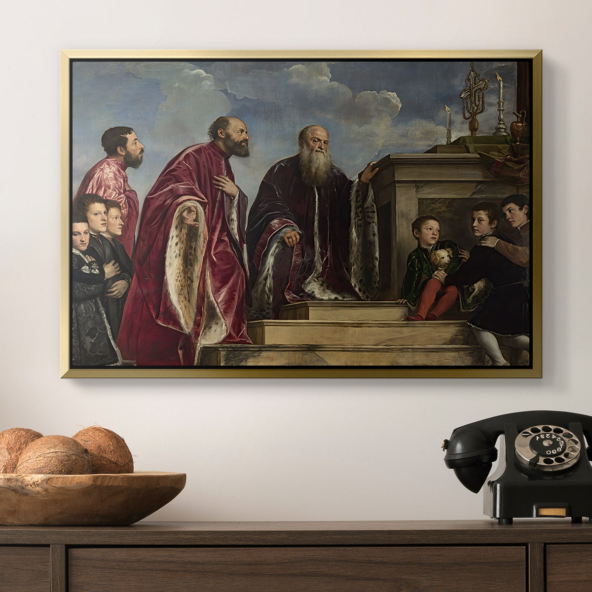 The Vendramin Family Venerating a Relic of the True Cross, c. 1540-1545 - Floater Framed Canvas Print