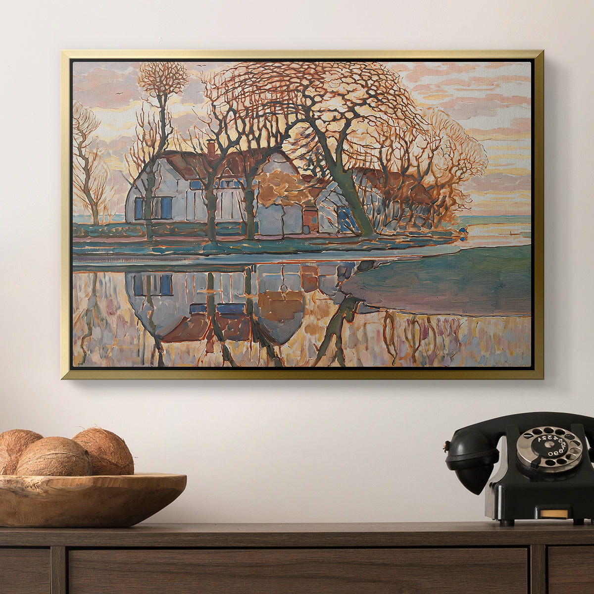 Farm near Duivendrecht, c. 1916 - Floater Framed Canvas Print