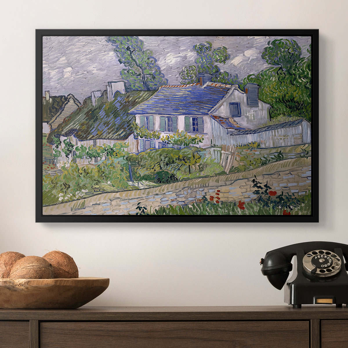 Houses in Auvers, 1890 - Floater Framed Canvas Print