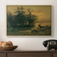 Wallowing Deer on the Shore of a Mountain Lake, c. 1850 - Floater Framed Canvas Print