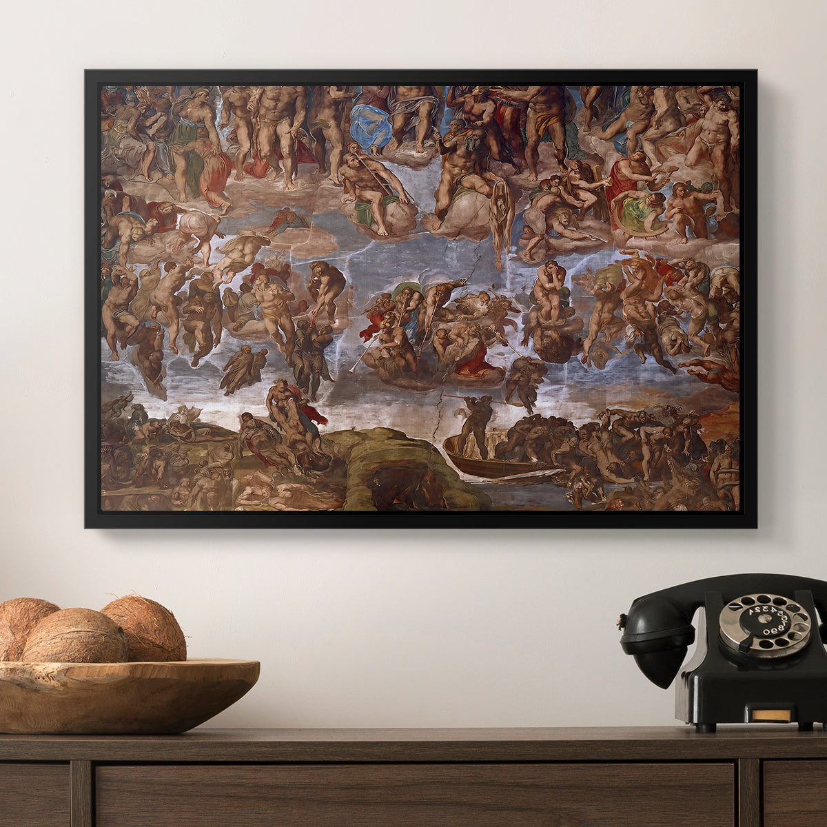 The Last Judgment (Charon's Boat and the Damned), 1536-1541 - Floater Framed Canvas Print