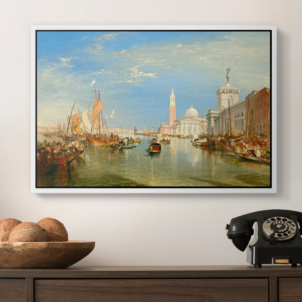 Venice: The Dogana and San Giorgio Maggiore, 1834 - Floater Framed Canvas Print
