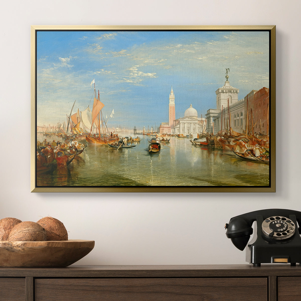 Venice: The Dogana and San Giorgio Maggiore, 1834 - Floater Framed Canvas Print