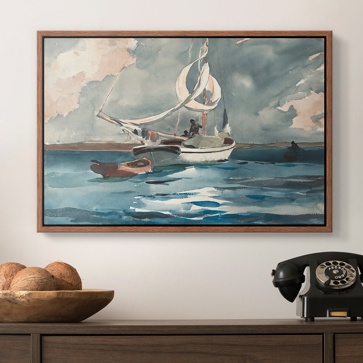 Sloop, Nassau, 1899 - Floater Framed Canvas Print