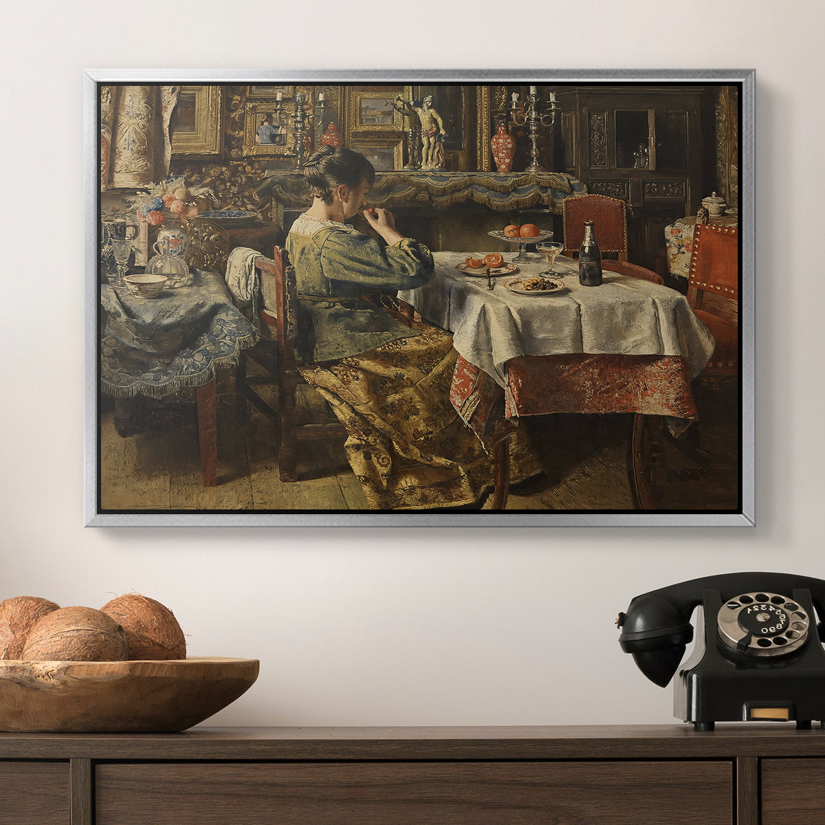 The Meal (De maaltijd), c. 1885 - Floater Framed Canvas Print