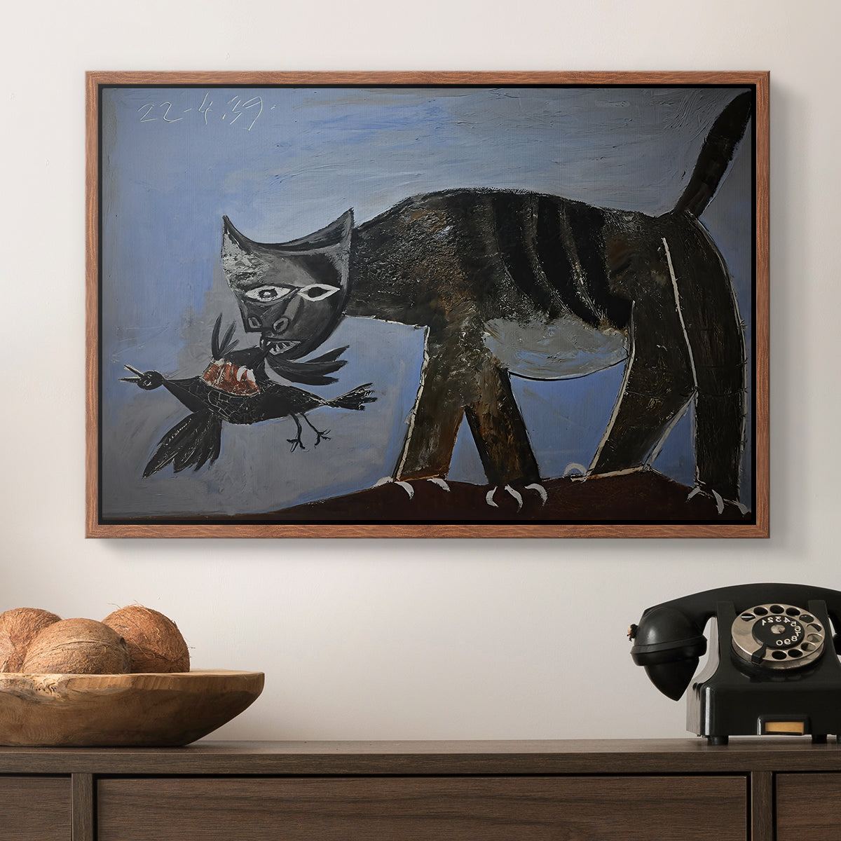 Cat Catching a Bird, 1939 - Floater Framed Canvas Print