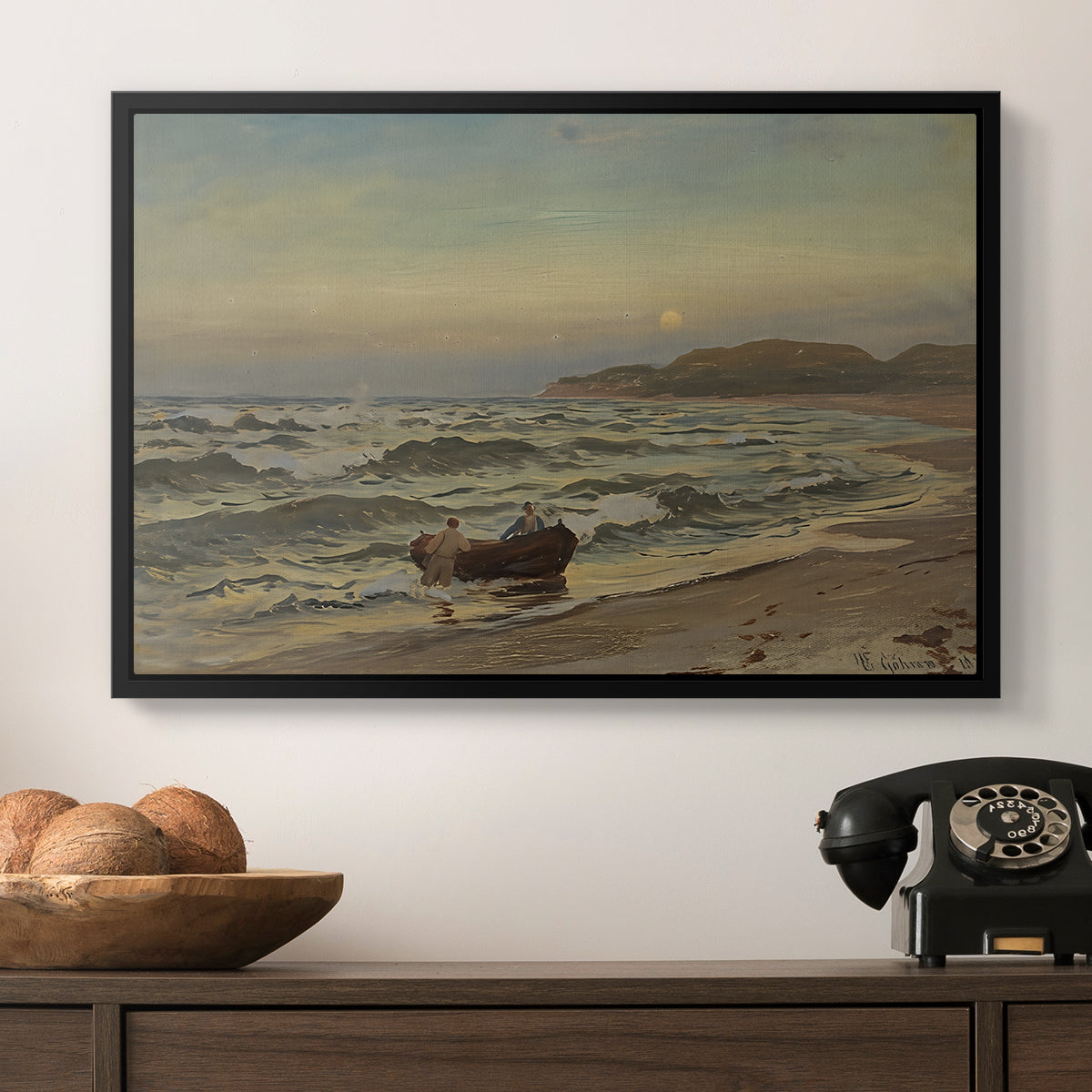 Storm at Rügen, 1882 - Floater Framed Canvas Print
