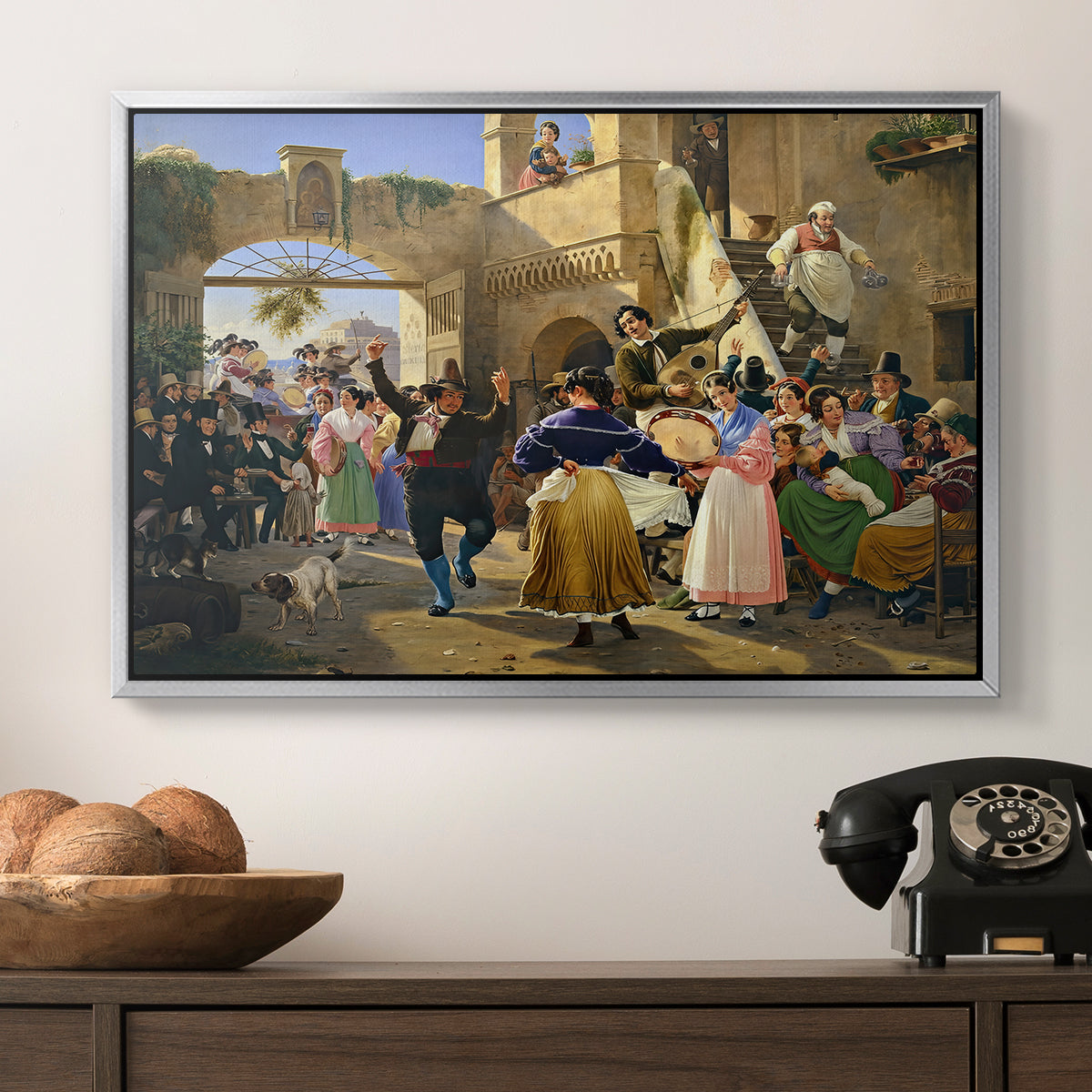 Romans Gathered for Merriment at an Osteria, 1839 - Floater Framed Canvas Print
