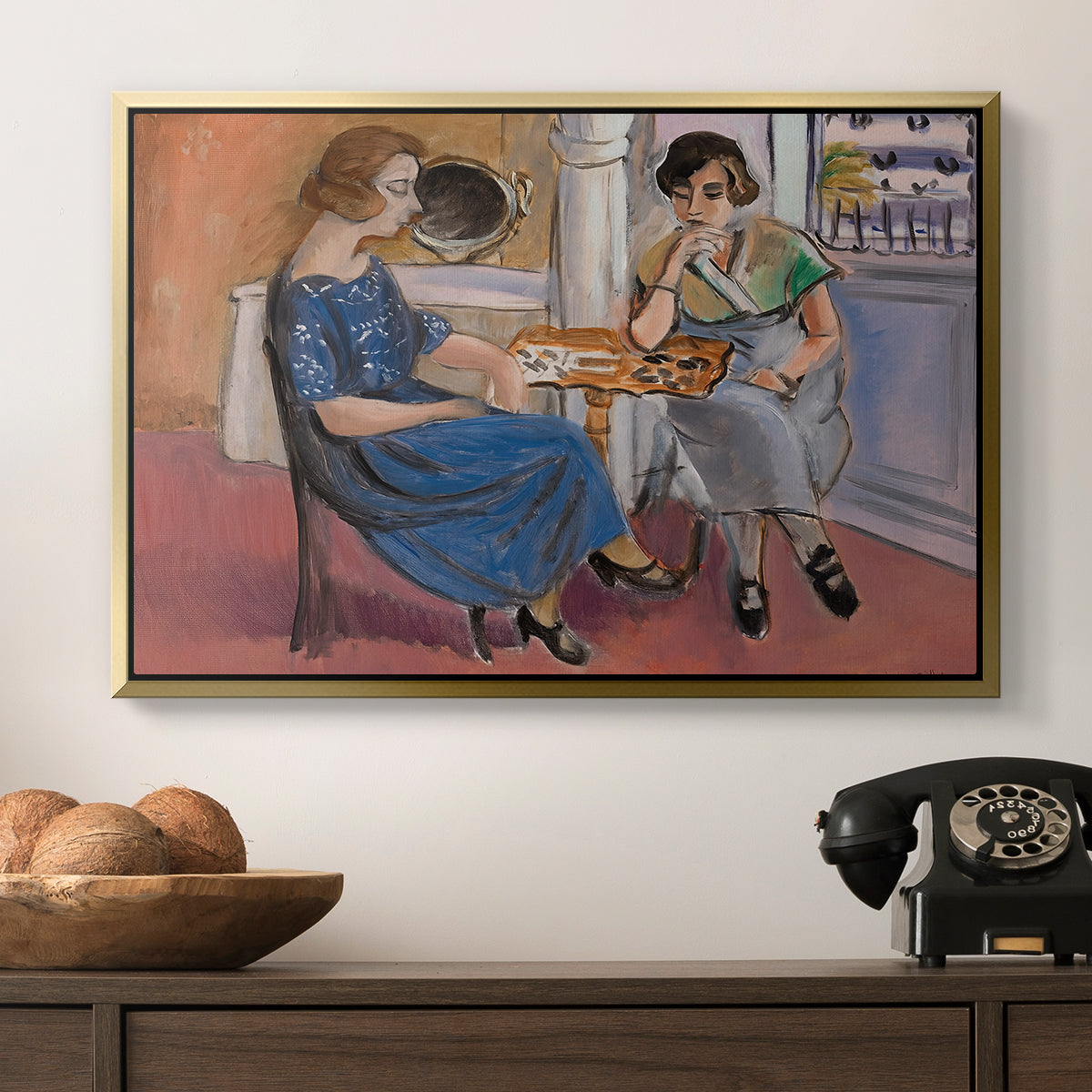 Domino Players, 1921 - Floater Framed Canvas Print