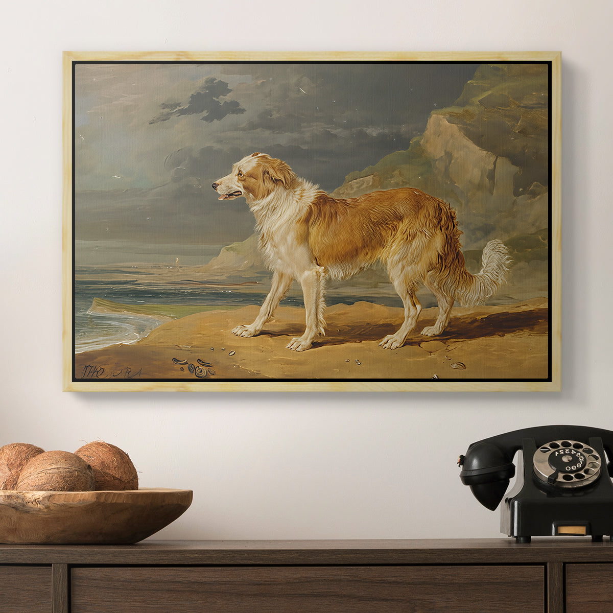 Rough-Coated Collie, 1809 - Floater Framed Canvas Print