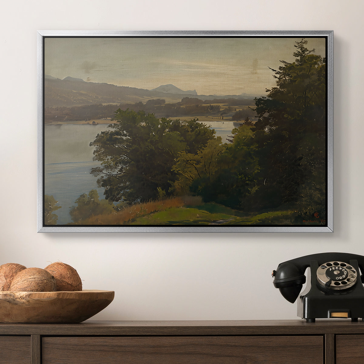 View of the Mondsee, 1870 - Floater Framed Canvas Print