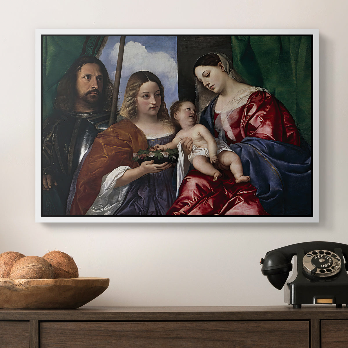 Madonna and Child with Saints Dorothy and George, c. 1516 - Floater Framed Canvas Print