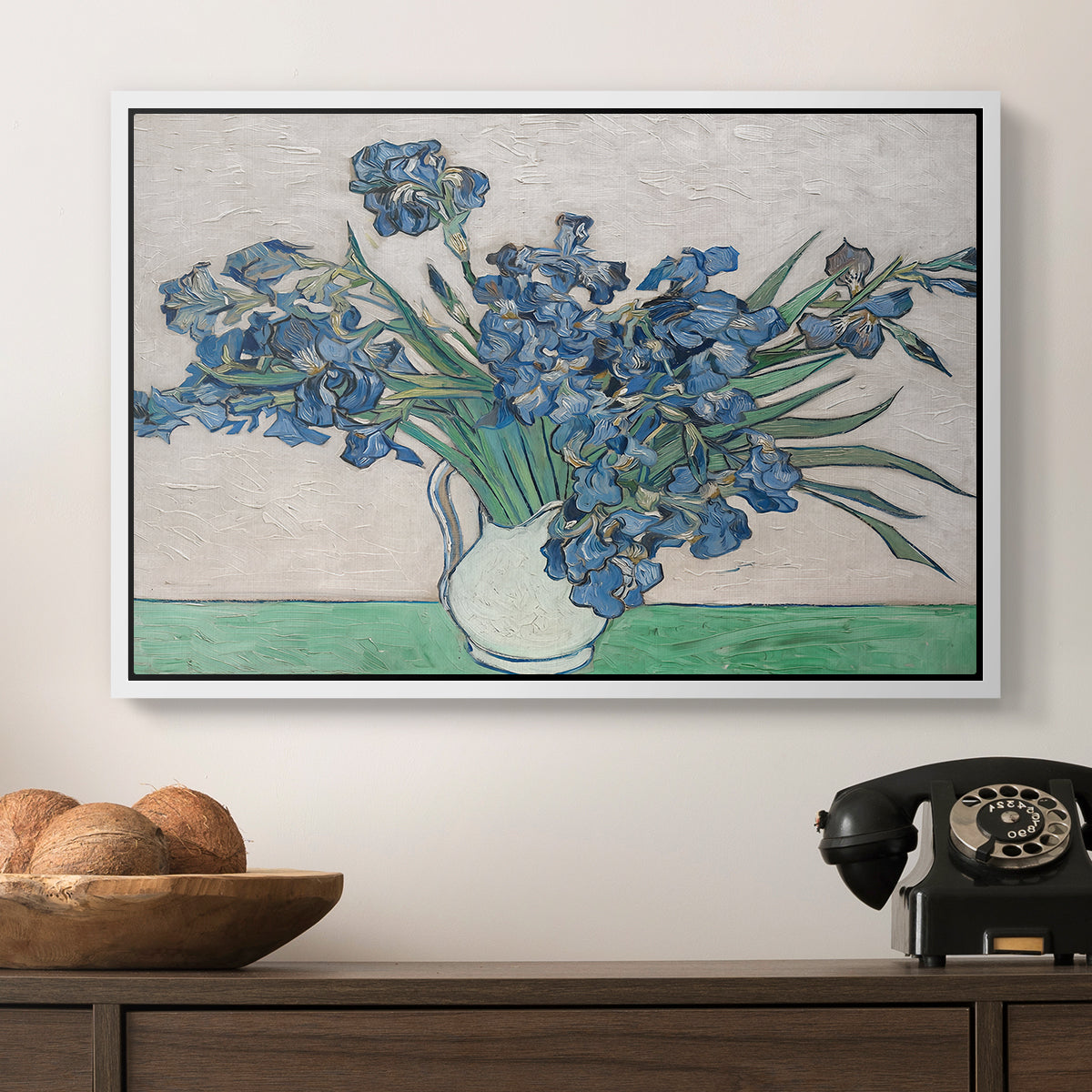 Irises, 1890 - Floater Framed Canvas Print