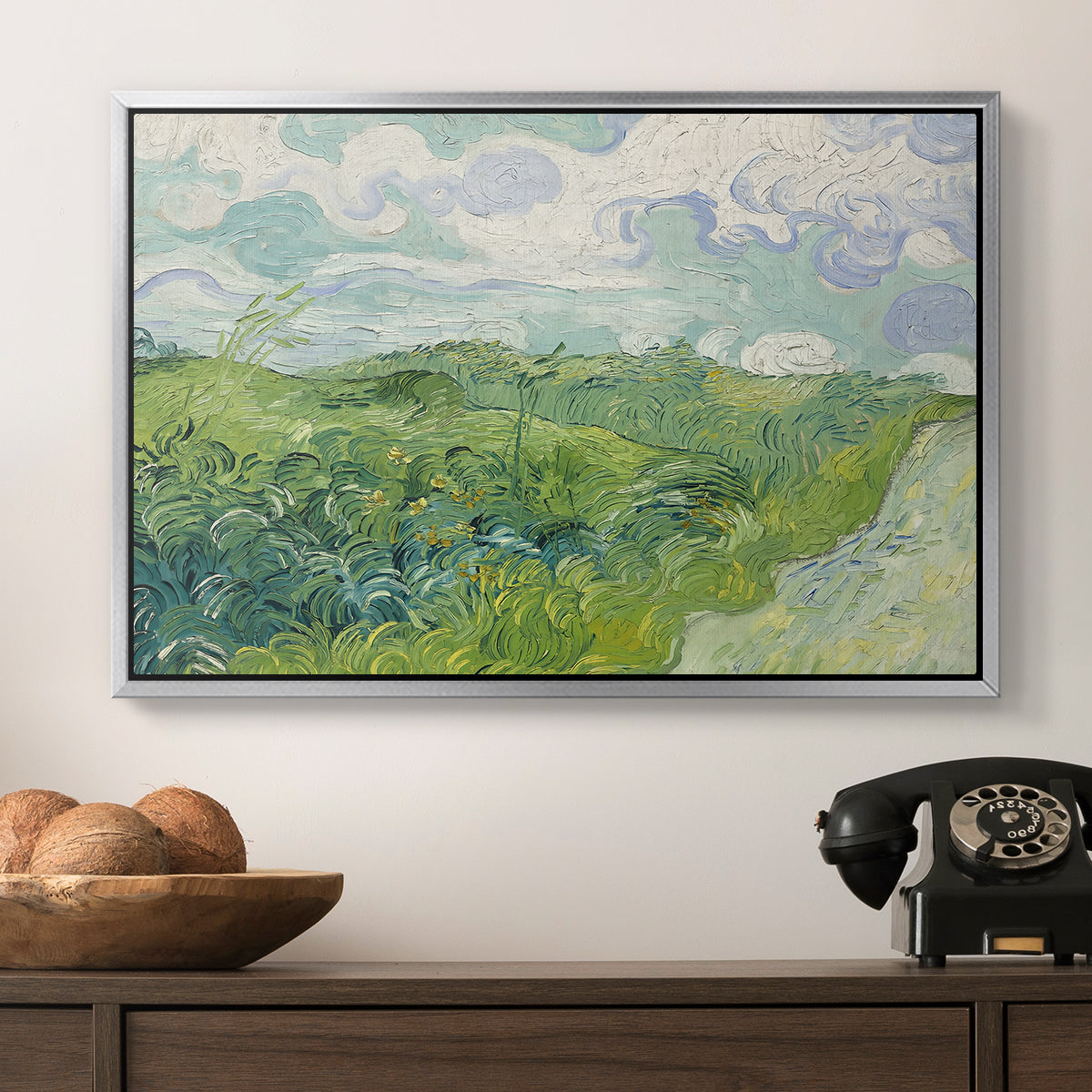 Green Wheat Field, Auvers, 1890 - Floater Framed Canvas Print