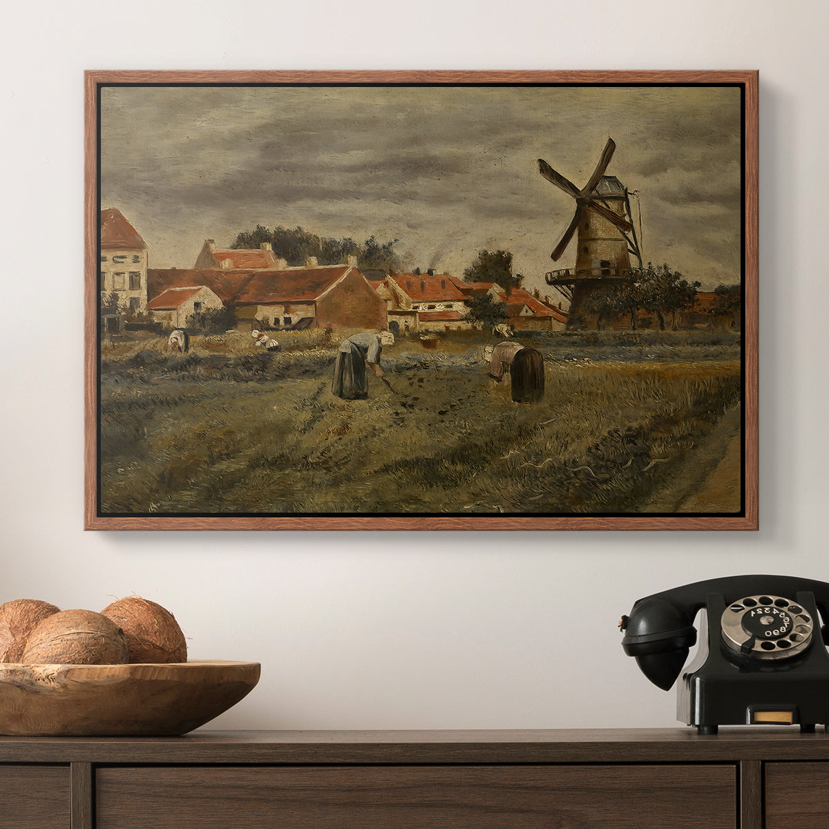 The Potato Harvest, c. 1875 - Floater Framed Canvas Print
