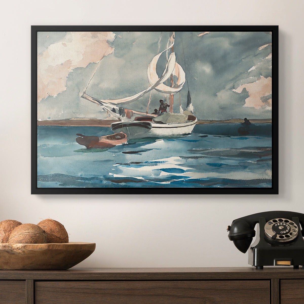 Sloop, Nassau, 1899 - Floater Framed Canvas Print