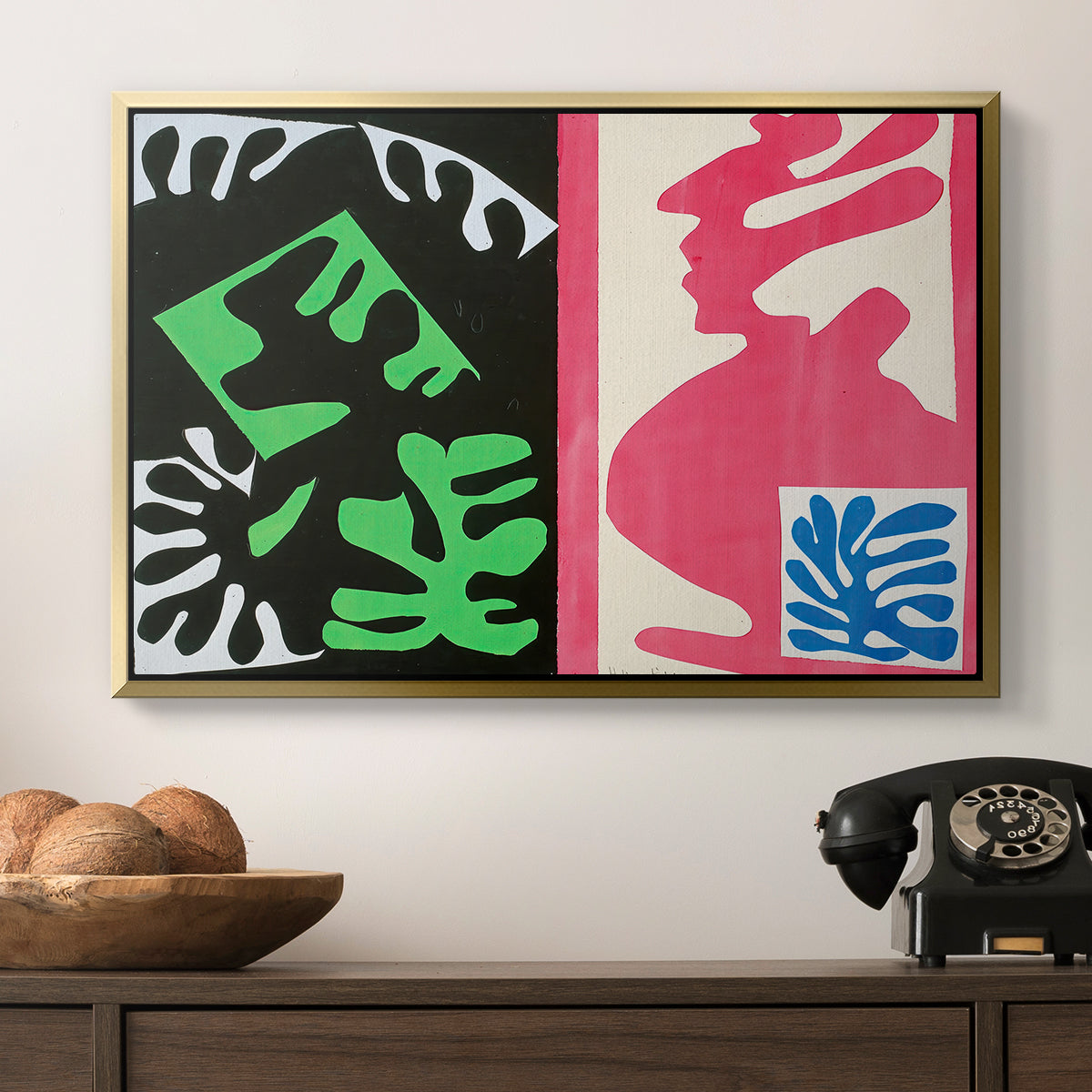 Composition, Black and Red, from Jazz, 1947 - Floater Framed Canvas Print