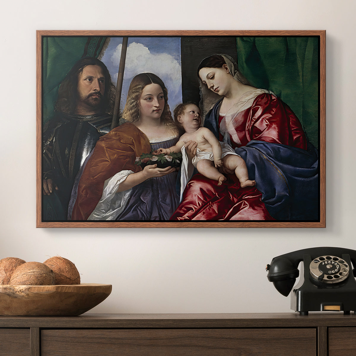 Madonna and Child with Saints Dorothy and George, c. 1516 - Floater Framed Canvas Print