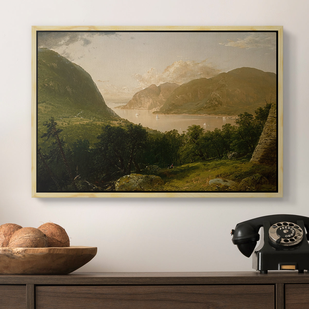 Hudson River Scene, 1857 - Floater Framed Canvas Print