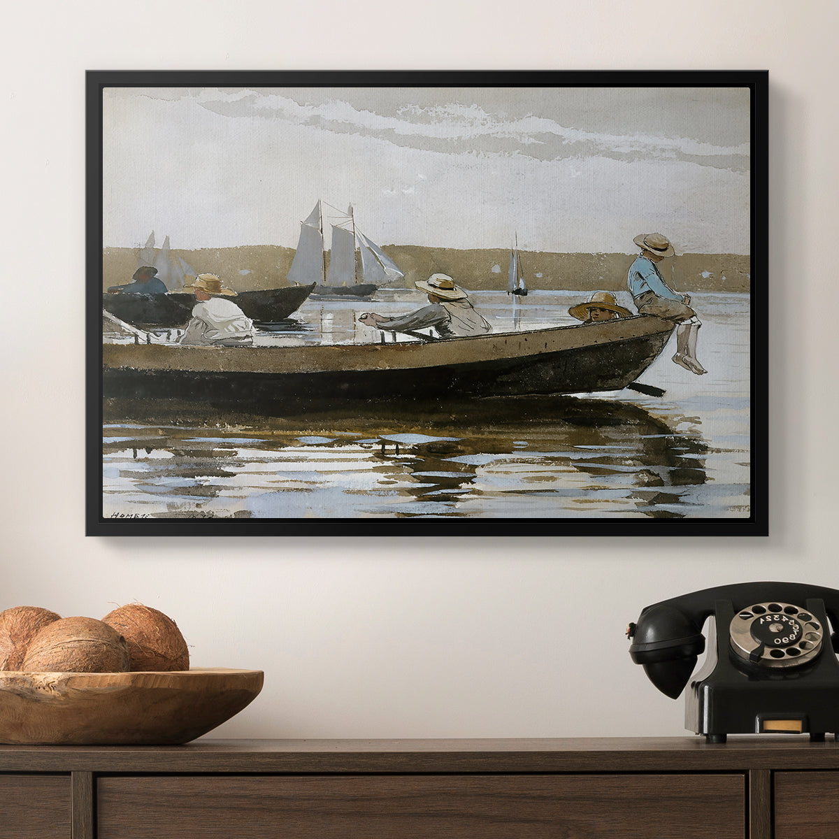 Boys in a Dory, 1873 - Floater Framed Canvas Print