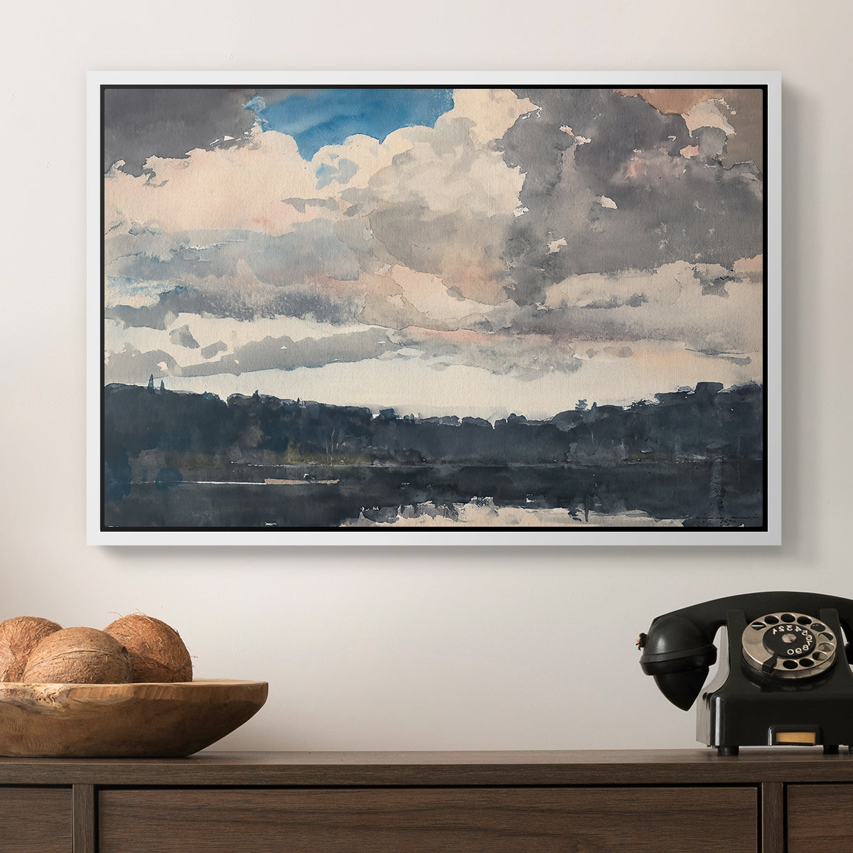 The Lone Boat, North Woods Club, Adirondacks, 1892 - Floater Framed Canvas Print