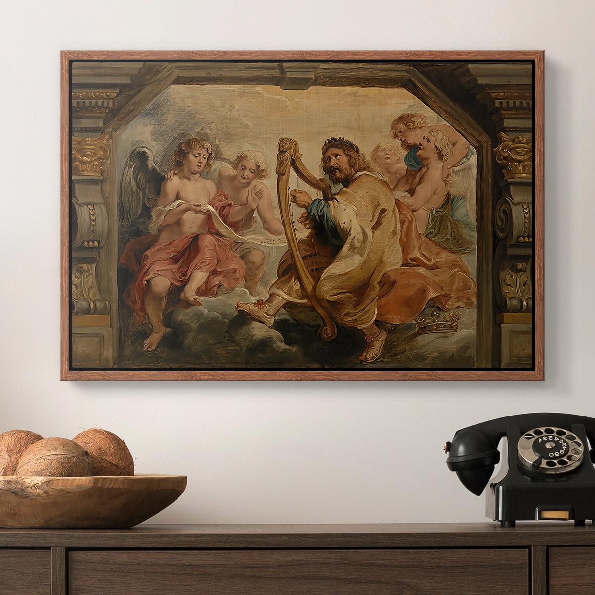 King David Playing the Harp, c. 1627-1628 - Floater Framed Canvas Print